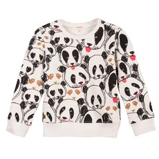 까띠미니 프린트 크림 말지 플리스 스웨터