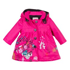 까띠미니 플로럴 패턴 핑크 고무 코팅 우비