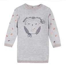 3Pommes 여아용 스트리트 윈터 부엉이 프린트 베이비 드레스