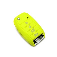 Cainz 起亞 4鍵矽膠摺疊鑰匙殼 KE-21, 黃綠色, 起亞 KE-21