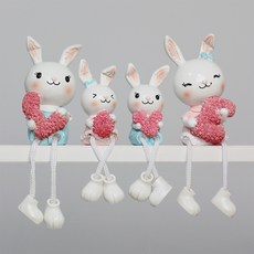 愛心兔子娃娃裝飾4入組, 粉紅色