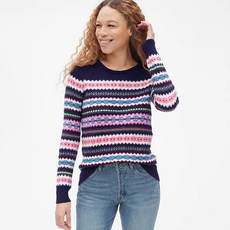 갭 여성용 크레이지 스트라이프 크루넥 스웨터