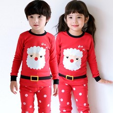 Maykids 童款印花20支彈力棉2件式長袖居家套裝 大臉聖誕老公公款