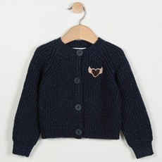 까띠미니 여아용 리본 디테일 미드나잇 블루 스파클링 니트 재킷