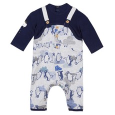 까띠미니 아동용 패턴 프린트 저지 플리스 롱 점프수트