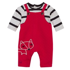 catimini 狐狸印花假兩件長袖T恤吊帶褲