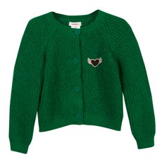 까띠미니 여아용 리본 디테일 그린 스파클링 니트 재킷