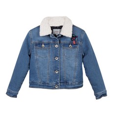 까띠미니 여아용 퍼 칼라 새자수 스트레치 데님 재킷