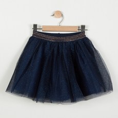 catimini 女童海軍藍色短裙襯裙亮片薄紗