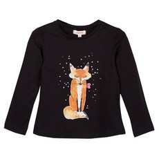 까띠미니 여아용 글리터 여우 패턴 티셔츠