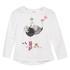 까띠미니 여아용 타조 패턴 화이트 티셔츠