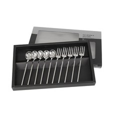 Golden Bell 金屬 方形素面茶匙茶叉, 1套, 茶匙 + 茶叉