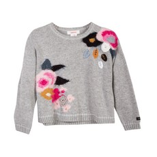 까띠미니 여아용 배색 플로럴 패턴 말지 스웨터