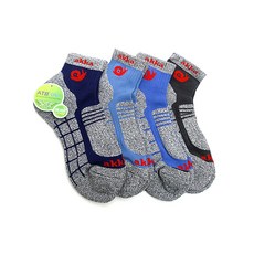 Panipao 男式 Akkaulon 實木登山襪 4 腿套組 ATB 100, 海軍藍、天藍色、藍色、灰色