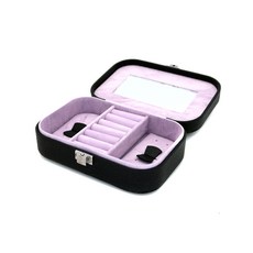 바미샵 컬러 휴대용 보석함 인조가죽, 블랙