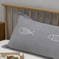 Casa El Fish 2靠枕套, 灰色的