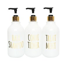 생활만 럭셔리 디스펜서 3종세트 520ml 헤어샴푸 + 컨디셔너 + 트리트먼트, 1세트