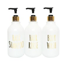 생활만 럭셔리 디스펜서 3종세트 520ml 헤어샴푸 + 헤어린스 + 바디워시, 1세트
