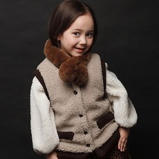 GOING KIDS 女童拼色羊羔毛背心