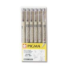 SAKURA Pigma BK 簽字筆 6色組, 黑色, 1套