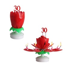 PARTY LIFE 數字蓮花蠟燭 + 數字組合, 紅色, 2套