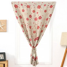 DM I love home簡易魔鬼氈半窗簾, 花紅色