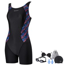 AQUATICA 女款印花連身泳褲+配件組 6件組