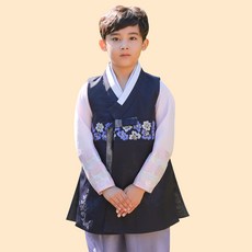 geumdong hanbok 男童深藍色花紋腰帶韓服套裝 AM048 + 福袋隨機發送