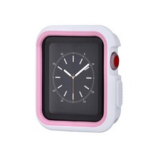 비쉐르 트랜디 타임 애플 워치 시리즈 3 실리콘 케이스 38mm, 화이트핑크, 1개