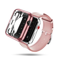 VICHELLE 金屬線條 Apple Watch Series 1 TPU 保護殼 38mm, 粉紅色, 1個