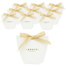 Donna&deco 燙金感謝蝴蝶結裝飾底座盒 白色 M 10入 + 金色蝴蝶結 10入, 混合顏色, 1套