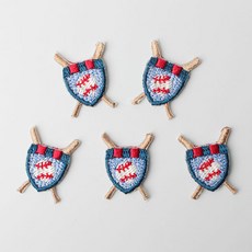 時尚亮點迷你刺繡布章 22 x 25 mm, 棒球符號, 5個