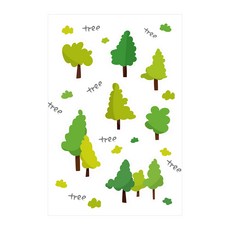 Sticky Deco 重點貼紙 樹木朋友, 綠色淺色, 1套