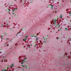 BED&DECO 玫瑰印花棉麻布, 女性粉紅色