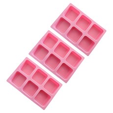 6格方形肥皂DIY模具 3入, 粉色的