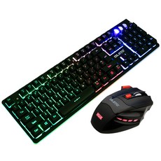 Leto Plunger LED 電競有線鍵盤鼠標套組, HUiK K3（鍵盤），HUiK Z1（鼠標）, 黑色的