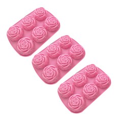 6格玫瑰肥皂DIY模具 3入, 單色
