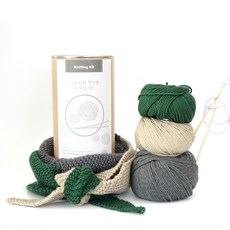 멜로우스토리 니팅키트 DIY패키지 아기 3단 뾰족 목도리, 1세트, 포레스트그린 + 차콜 + 헤이즐넛
