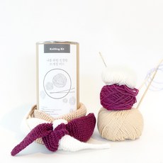 멜로우스토리 니팅키트 DIY패키지 아기 3단 뾰족 목도리, 1세트, 플럼 + 베이지 + 화이트