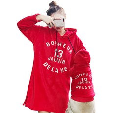 GYAPET S&H 絲絨長款連帽狗狗狗主人情侶裝, 紅色