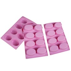 8格橢圓形肥皂DIY模具 3入, 粉色的