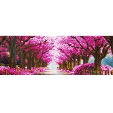 ZEZENEW 寶石十字繡DIY套組 櫻花路, 混合色, 1個