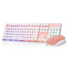 INOGRAB Aidata 現代復古風格背光有線鍵盤鼠標套組, 高清-GMK58, 粉色的