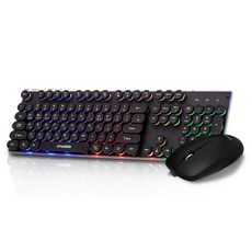 INOGRAB Aidata 現代復古風格背光有線鍵盤鼠標套組, 高清-GMK58, 黑色的