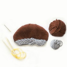 멜로우 니팅키트 DIY패키지 리본 베레모, 1세트, 모카 + 그레이