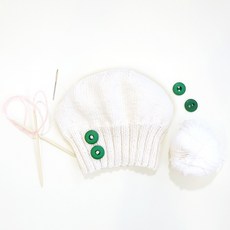 멜로우 니팅키트 DIY패키지 단추 베레모, 1세트, 화이트