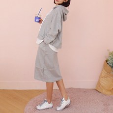 Mom's Sketch 孕婦兩件式連帽長袖上衣+裙子