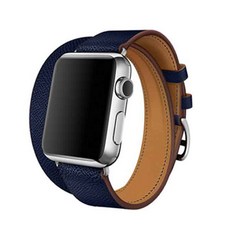 오펜트 애플워치 울트라 9 8 SE 7 6 5 4 3 호환 더블투어 가죽밴드 42/44/45/49mm, 네이비, 1개