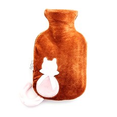 DM I love home貓咪影子攜帶式熱水袋 棕色 1000ml, 1個