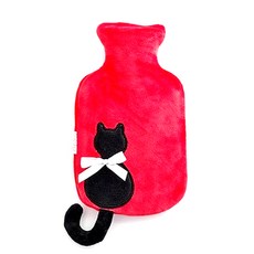 DM I love home貓咪影子攜帶式熱水袋 紅色 1000ml, 1個